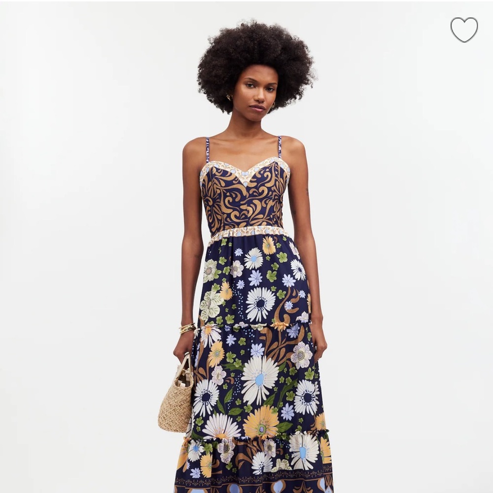 Agua Bendita Floral Maxi Dress with Spaghetti Straps